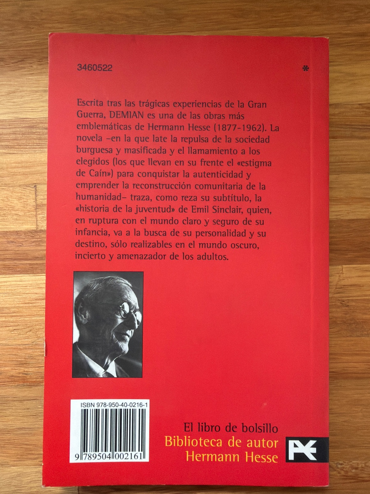 Dorso del ejemplar de Santiago Pedreira